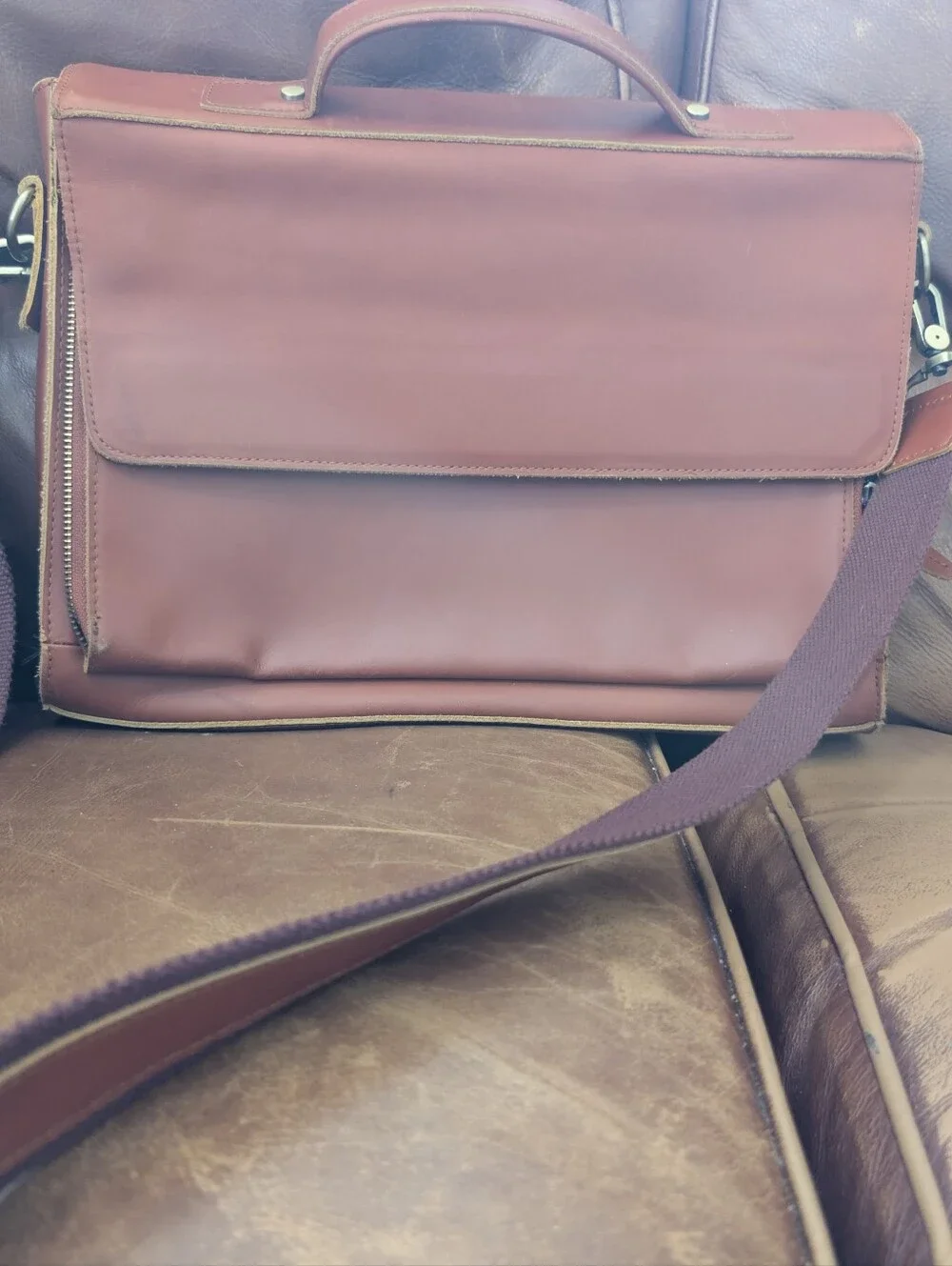 Men's Leather Briefcase Bag in Brown